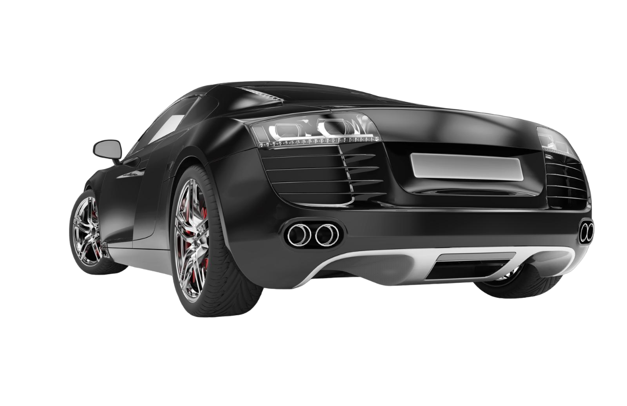 Back view of a black sports car representing home and office tyre fitting services in Maidenhead by One Stop Mobile Tyres 24/7